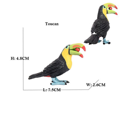 Coruja Flamingo Peru Tucano Seahawk Modelo Animais Estatuetas Plástico Pássaro Brinquedo Boneco de Ação Aventuras na Selva Presentes para Crianças Zoológico da Floresta