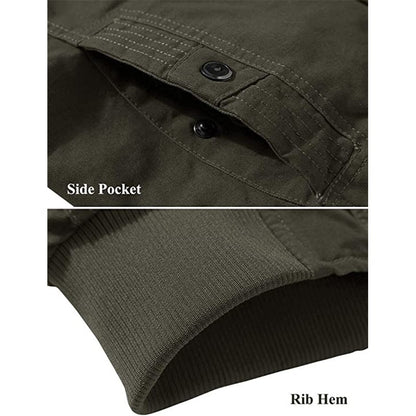 MAGCOMSEN Men's Fleece Jackets Windbreaker Coats Fall Winter Thermal Bomber Jackets Multi-pockets Stand Collar Motorcycle Jacket