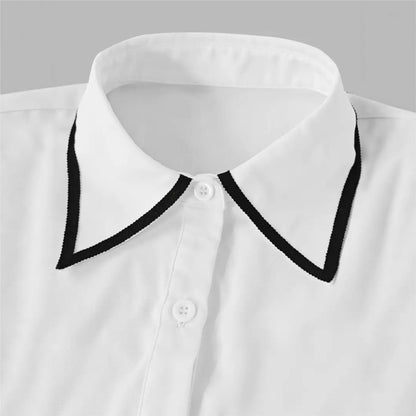 Women's Blouse Fashion Shirt Formal Bow Tie Long-sleeve Contrasting Trim Tops Slim-fit Workwear Elegant Office Lady Shirts Women