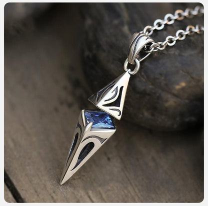 Vnox Stylish Blue Stone Necklaces for Men, Stainless Steel Cube Geometric Pendant Collar Jewelry, Birthday Party Gifts for Him