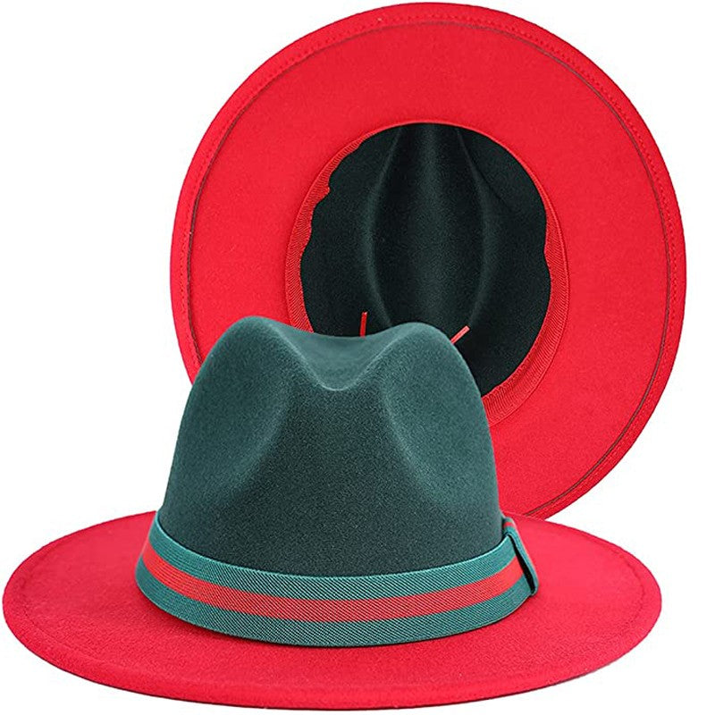 Two Tone Fedoras Jazz Hats Cowboy Hats for Women and Men Leopard Bottom Wool Felt Party Church Dresses Hat Wholesale ?????