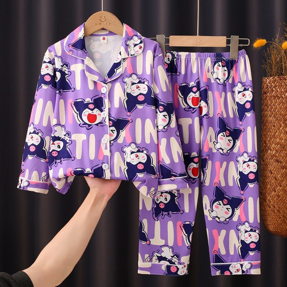 Lovely Melody Children Pajama Sets Cartoon Print Loose Soft Kids Sleepwear Suit Breathable Comfortable Nightdress Autumn Winter