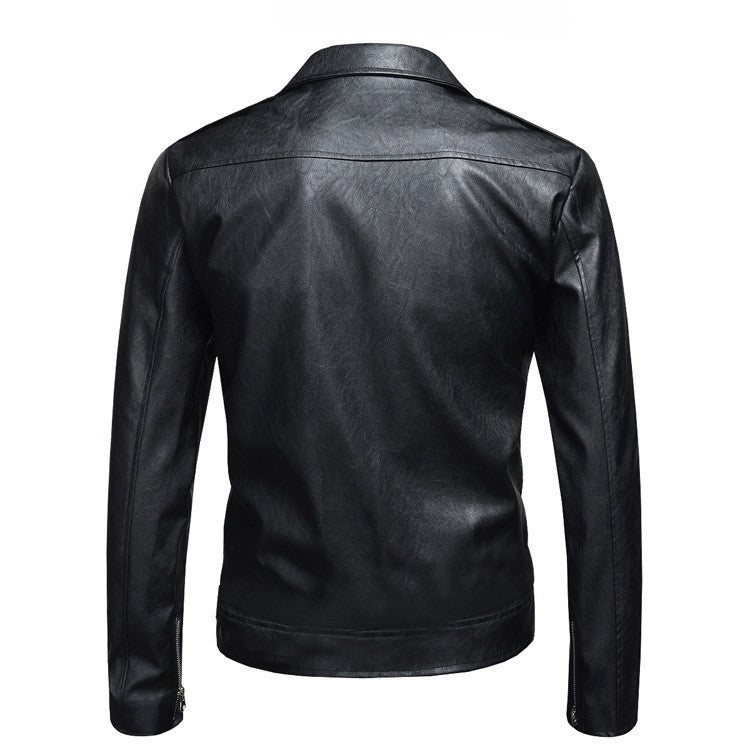 Black White Faux Leather Jacket Spring Autumn Slim Fit Men's Motorcycle Jacket With Zipper Casual Male Coat Outerwear Tops