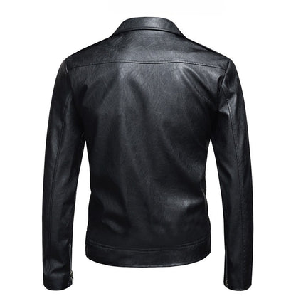 Black White Faux Leather Jacket Spring Autumn Slim Fit Men's Motorcycle Jacket With Zipper Casual Male Coat Outerwear Tops