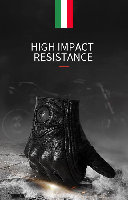 Luvas de Motocicleta Masculinas Femininas de Couro de Carbono para Ciclismo Inverno Motoqueiro Motocross ATV
