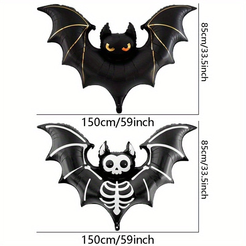 1pc Matte 59-Inch Extra Large Bat Halloween Balloon - Realistic Black & Gray Aluminum Foil Balloon , Halloween Decorations