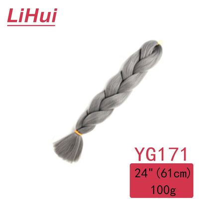 Cabelo Sintético Trança Jumbo 24 Polegadas Ombre Jumbo Extensão de Cabelo para Mulheres Tranças DIY Roxo Rosa Amarelo Cinza Lihu