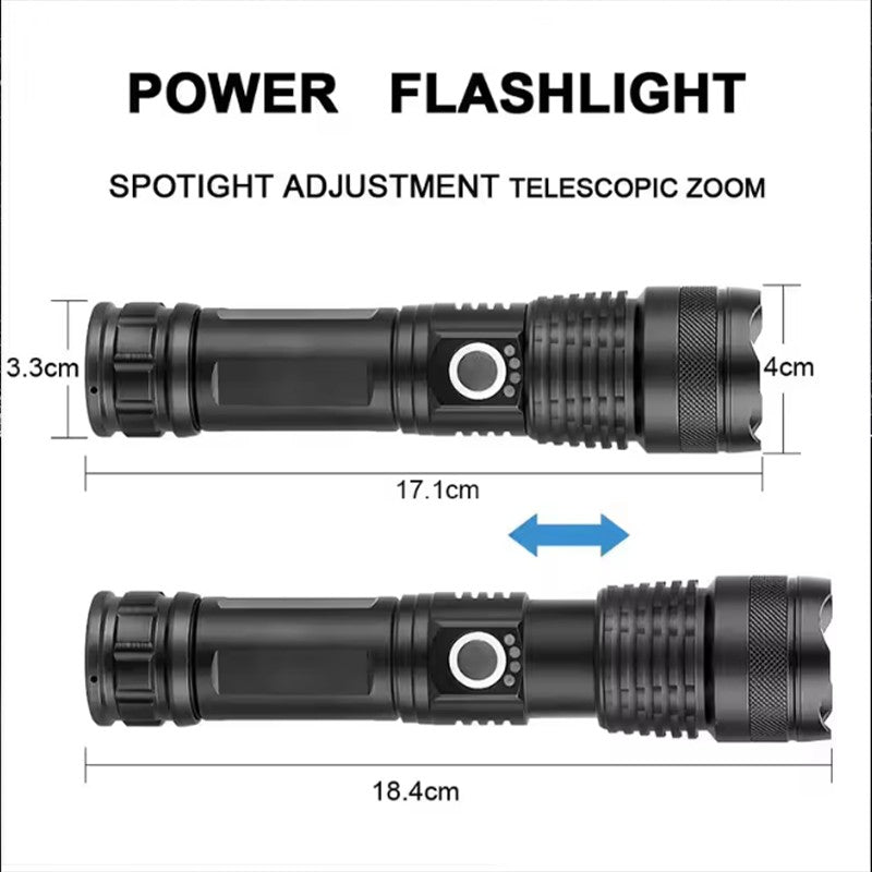 Rechargeable LED Flashlight High Power Zoomable Aluminum Alloy Portable Flashlight for Camping Hiking Outdoor Night Search