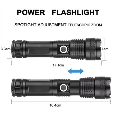 Rechargeable LED Flashlight High Power Zoomable Aluminum Alloy Portable Flashlight for Camping Hiking Outdoor Night Search