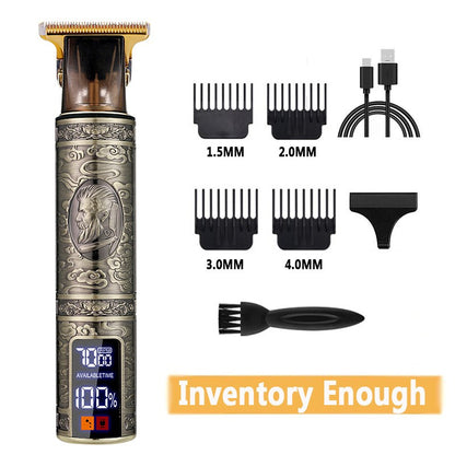 Electric Barber T9 Upgraded LCD Rechargeable Retro Oil Head Carving Electric Push Shear Pubic Hair Clipper Machine for Women