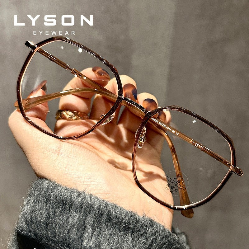 LYSON New Fashion Large Polygonal Women Reading Glasses Anti Blue Light Progressive Prescription Glasses Myopia Optical Eyewear