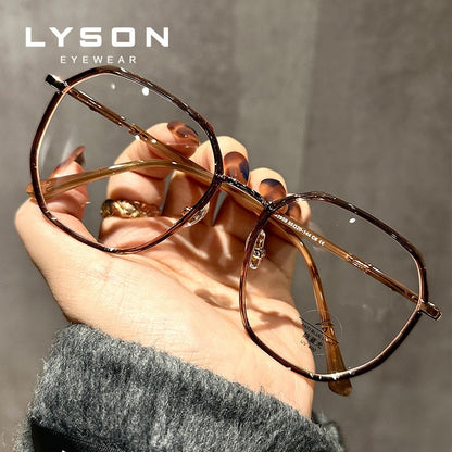 LYSON New Fashion Large Polygonal Women Reading Glasses Anti Blue Light Progressive Prescription Glasses Myopia Optical Eyewear