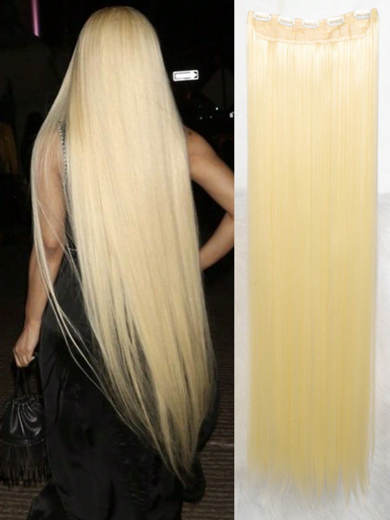 Aosiwig Sintético Super Longo Liso 100cm 5 Presilhas Extensão de Cabelo Natural Preto Loiro Aplique Postiço para Mulheres