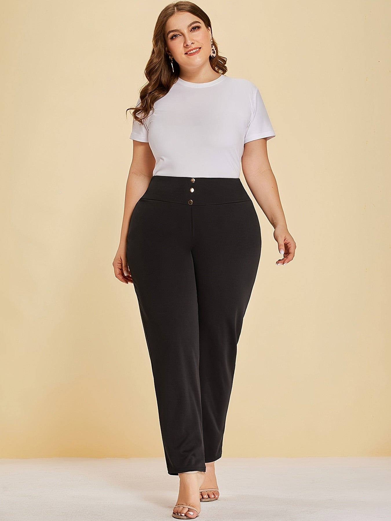 Autumn and winter new women's plus size knitted fabric casual models slit design straight trousers