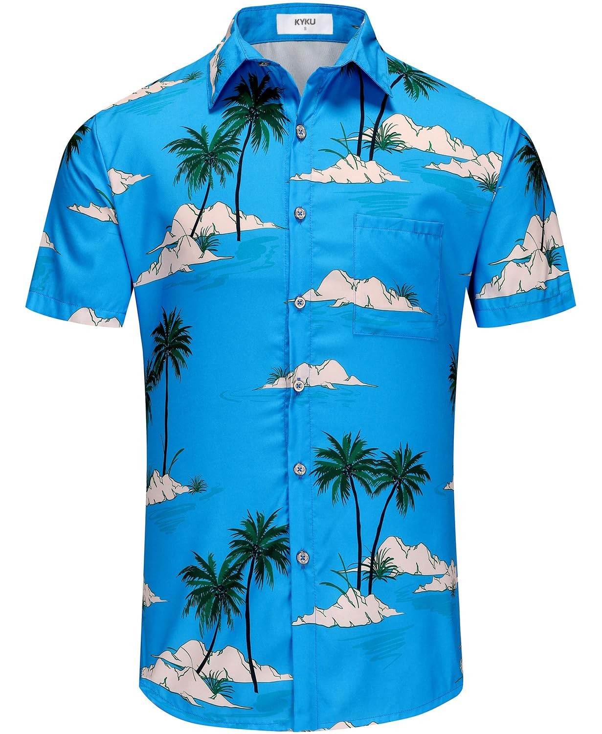 KYKU Hawaiian Mens Shirts Casual: Beach Vacation Tropical Mens Button Down Short Sleeve Shirt with Pocket