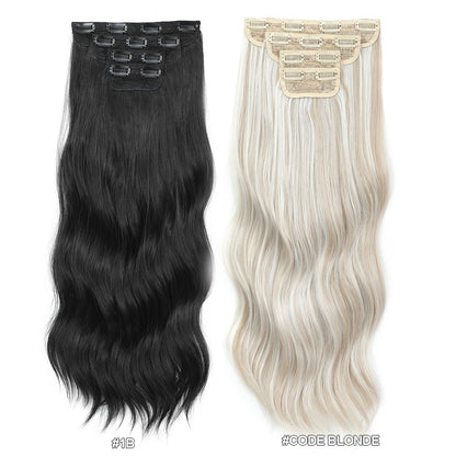 Apliques de cabelo sintéticos ondulados loiros 27/613 de 61 cm (24 polegadas) com presilhas brancas, 4 peças/lote, 220g, fibra resistente ao calor