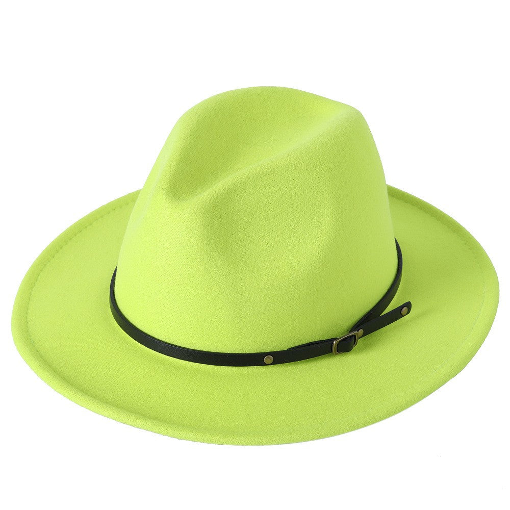 Fedora hat jazz hat men and women classic black leather belt Fedora Panama women autumn and winter Panama hat wholesale