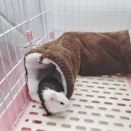 Rede de estimação quente de inverno, rede de hamster de pelúcia espessa de camada dupla, chinchila, porquinho da índia, furão, saco de dormir, gaiola suspensa de hamster