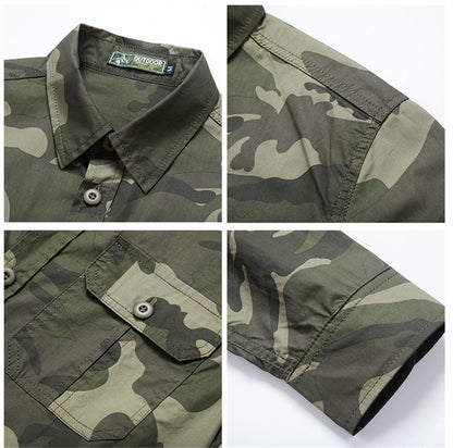 Military Camouflage Shirt Men Long Sleeve Shirts Spring Autumn Camo Cargo Shirts Male Fashion Casual Blouse
