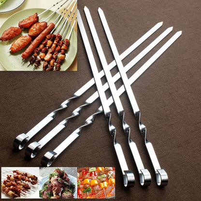 10/20/30/50/100Pcs Reusable Stainless Steel BBQ Skewers - Perfect for Outdoor Camping & Indoor Grilling Parties!