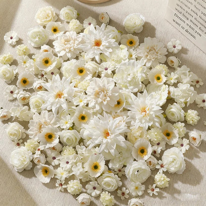 15/50Pcs Mix Artificial Flowers Head Rose Fake Flower for Home Room Decor Wedding Marriage Decoration Bride Craft Gift Accessory