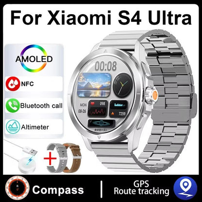 Novo Para Xiaomi S4 Ultra Outdoor Sports Smart Watch Masculino 1,53 polegadas AMOLED NFC GPS Bússola Frequência cardíaca À prova d'água Chamada BT Smartwatch