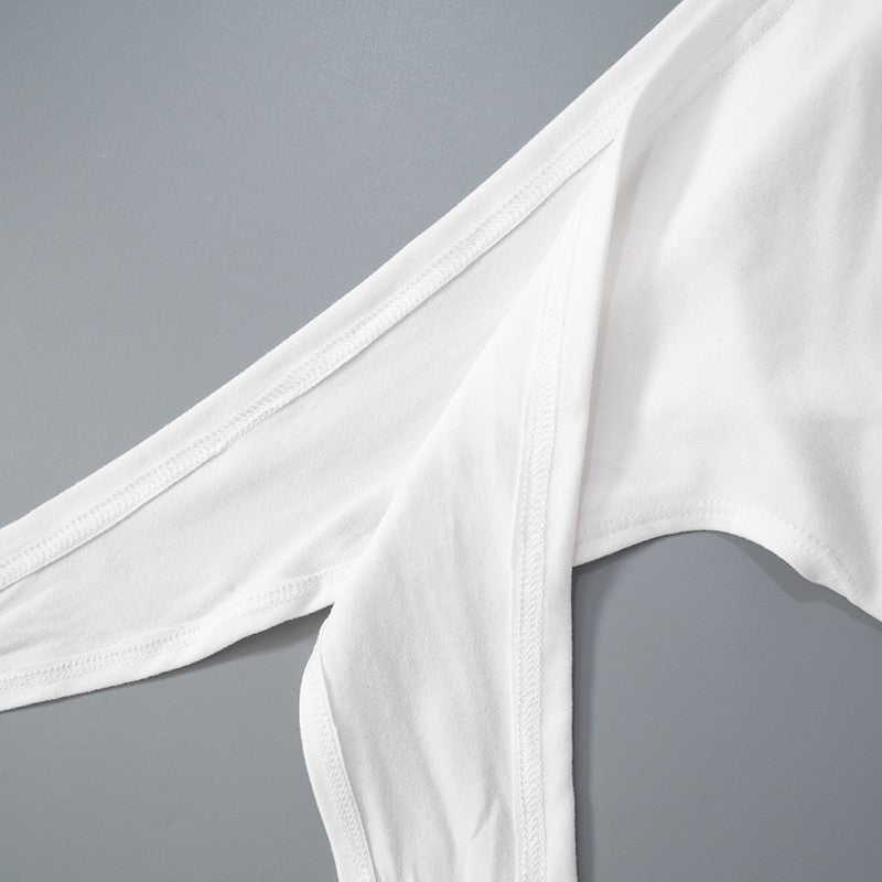 CUTENOVA 2024 Women'S Summer Ins Style New Shrink Pleated One-Shoulder Crop Top Backless Twist Tie Asymmetric T-Shirt Casual Top