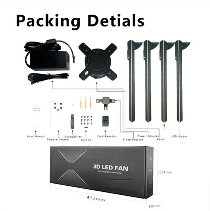 65CM Hologram Projector 1152Pcs/768pcs LED WIFI hologram 3D holographic projector Fan Display Holographic Fan Advertising Light