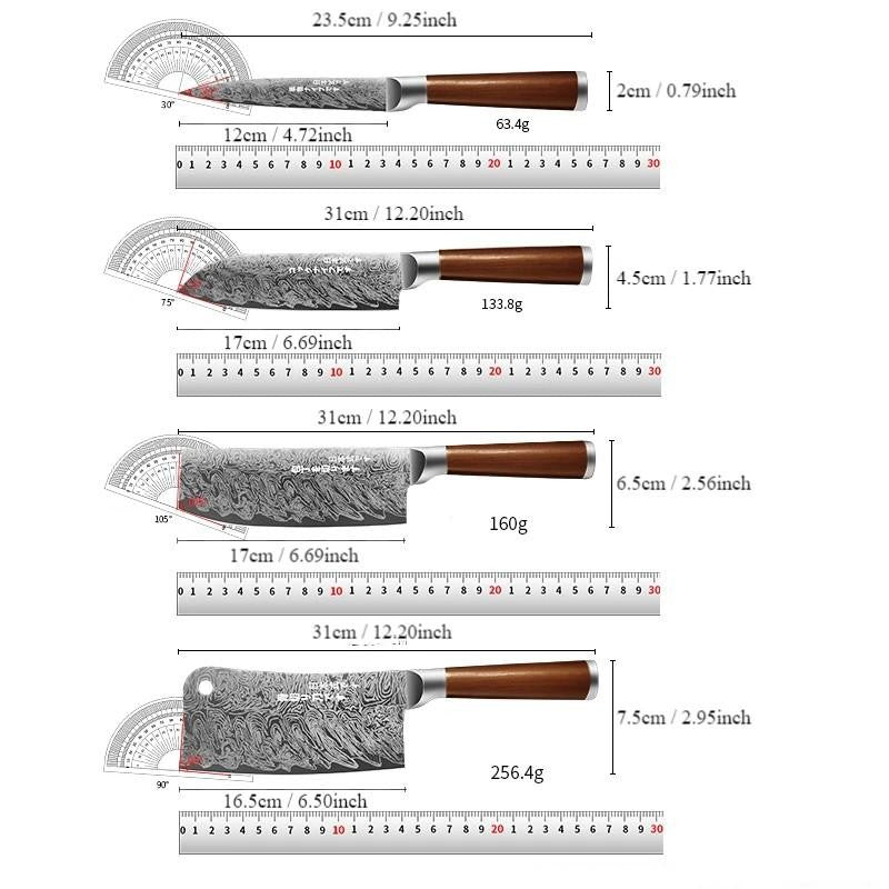 Japanese Style 4-Piece Kitchen Knife Set-Stainless Steel Chef Knives, Multifunctional Kitchen Knives for Home and Restaurant Use
