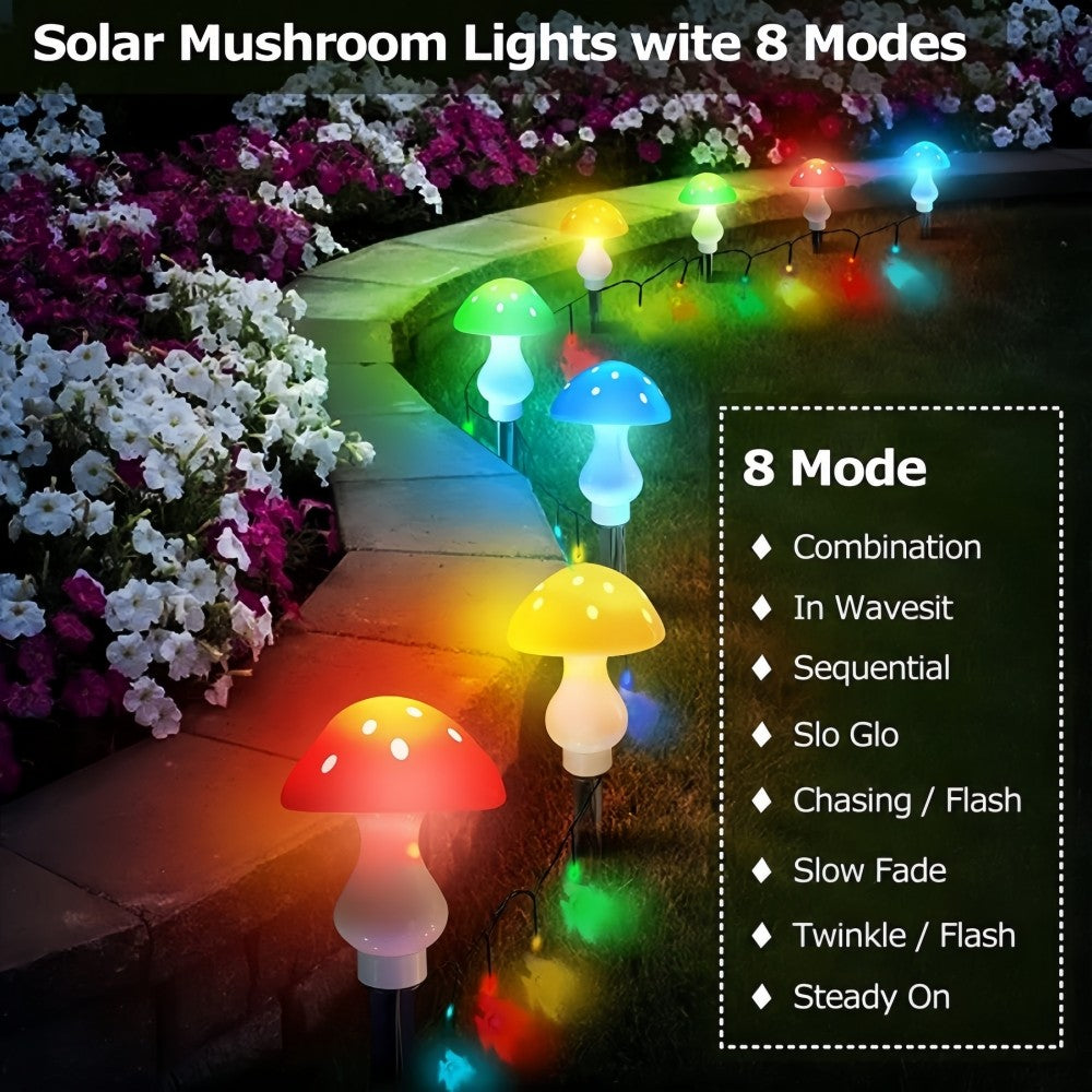 Solar Garden Decor Lights Crack Mushrooms Outdoor Decor Stake String Lights Waterproof Solar Pathway Lights Christmas Decoration