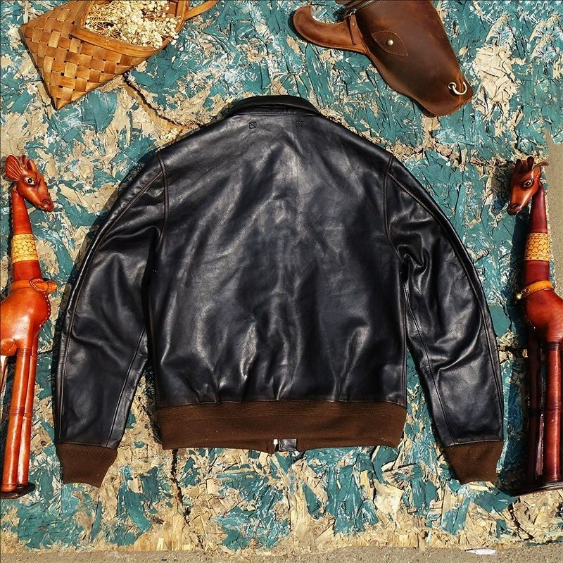 YR!Sales.Classic A-2 Horsehide Coat.Vintage Style Us Air Force genuine leather jacket.A2 Bomber Leather Cloth