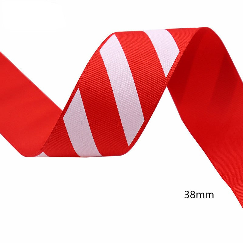 Diagonal Striped Thread Ribbon, 10 Yards Carnival Gift Box Packaging Ribbon for Holiday Scene Christmas Decoration
