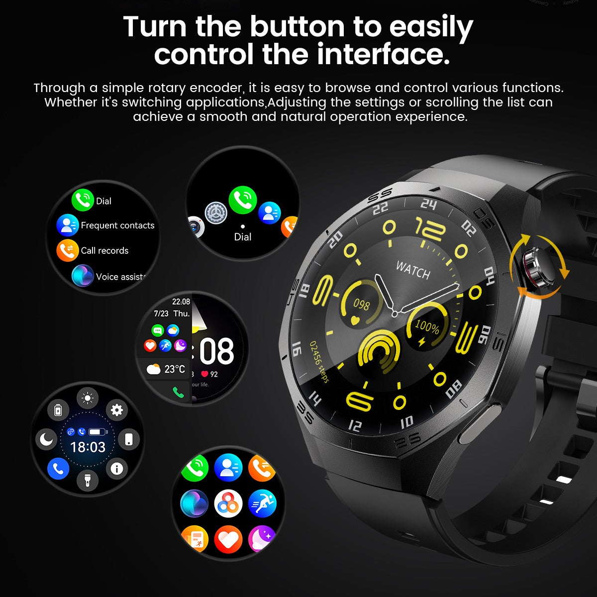 Smartwatch GUHUAVMI GT5 Pro 2025 Masculino com Tela HD AMOLED, GPS, Monitor de Trajetória de Movimento, Frequência Cardíaca, Chamada Bluetooth e 1.52", IP68
