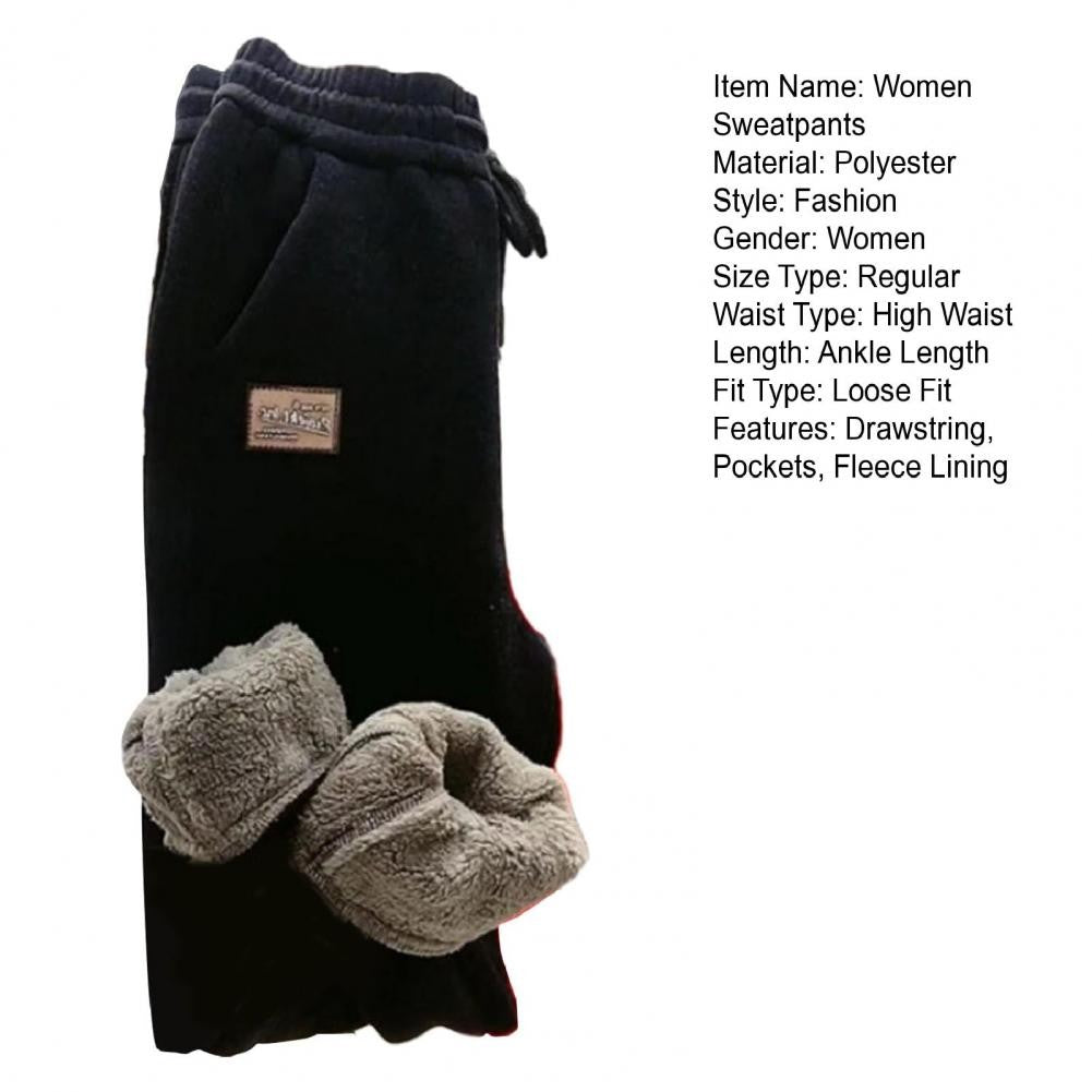 Women Sweatpants Cozy Fleece Lined Women's Sweatpants with High Waist Drawstring Pockets Warm Winter Casual Trousers for Cold