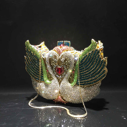 XIYUAN Pink/Black/Blue/Gold Crystal Evening Clutches Bag Hollow Out Women Metal Clutch Purse Wedding Party Prom Dinner Handbag