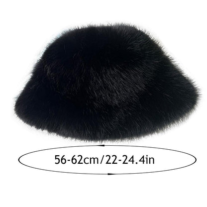 Winter Fluffy Fur Bucket Hat For Women Warm Plush Fisherman Hat Thicken Plush Ear Protection Cap Outdoor Windproof Panama Caps