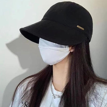 Chapéu de pescador feminino de verão com aba larga, chapéu de sol dobrável e portátil para meninas, chapéu de sol simples ajustável para proteção solar ao ar livre