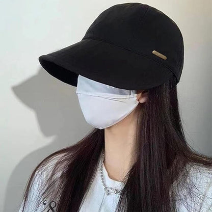 Chapéu de pescador feminino de verão com aba larga, chapéu de sol dobrável e portátil para meninas, chapéu de sol simples ajustável para proteção solar ao ar livre