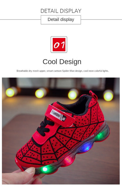 Disney Children's Sneakers Spiderman Boys Casual Shoes Spring Summer New Mesh Breathable Student Shoes Kids Anti-slip Casual Sho