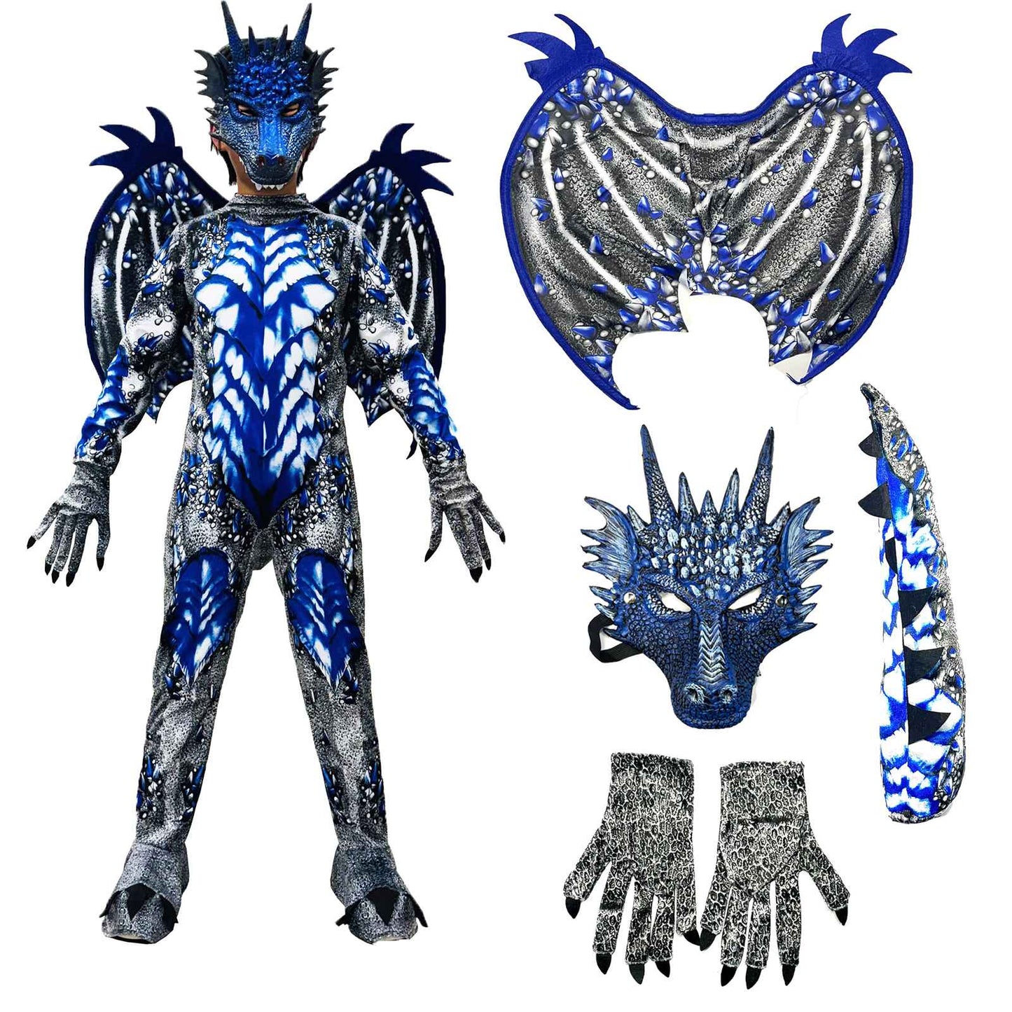 Dragon Costume for Boys Kids Onesie Fun Dress-Up for Halloween Birthday Party Carnival Cosplay