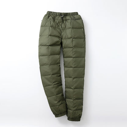 Calça Masculina/Feminina Plus Size de Pluma Grossa 2023 Nova Inverno Cintura Alta 90% Pluma de Pato Branca Quente Reta Calça Casual Feminina
