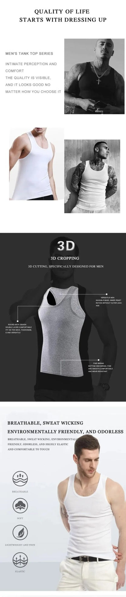 2025 New Men's summer lightweight cotton tight vest, casual family pajamas, outdoor tight top, breathable quick-drying vest