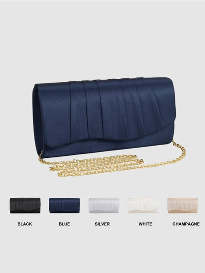 Ladies Dinner Bag Pleated Solid Color Clutch Party Dinner Wedding Light Luxury Envelope Evening Bag for Prom, Dinner/Banquet