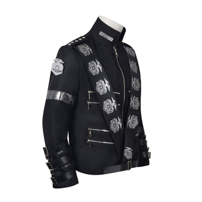 Michael Jackson BAD Tour Cosplay Costume Black Military Jacket Eagle Print Rivet — Unisex Stage Performance Outfit