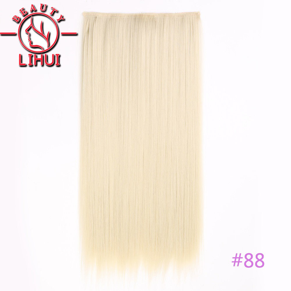 Extensões de cabelo sintéticas com clipe, longas e lisas, com 5 clipes em uma única peça, extensões de cabelo multicoloridas LIHUI