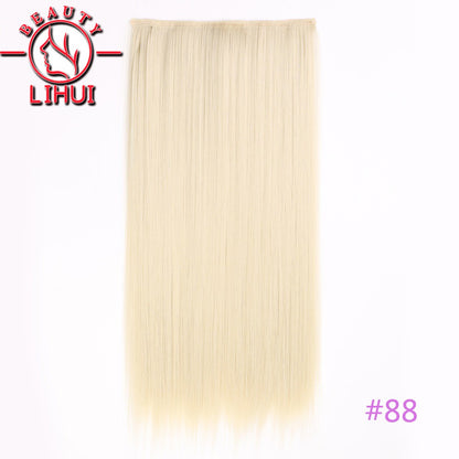 Extensões de cabelo sintéticas com clipe, longas e lisas, com 5 clipes em uma única peça, extensões de cabelo multicoloridas LIHUI