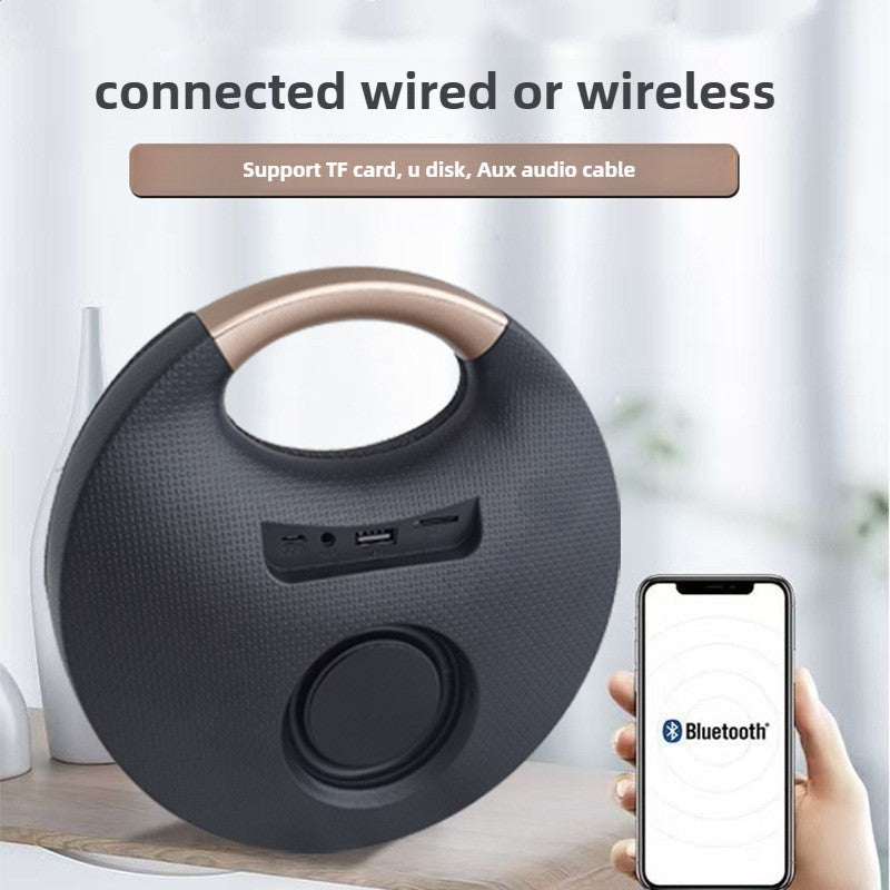 Caixa de som Bluetooth sem fio com alça de design em tecido portátil, suporte para AUX/Cartão TF/USB para viagens ao ar livre, mesa, presentes de Natal