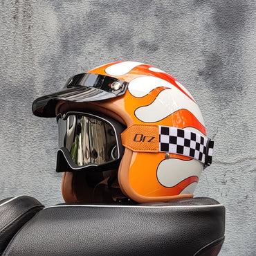 Retro semi-open motorcycle helmet cross-country motorcycle accessories motorcycle helmet 3/4 retro helmet in winter