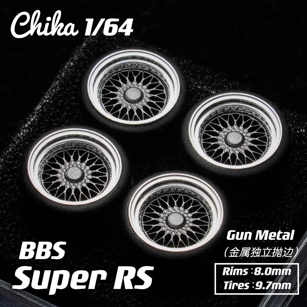 1/64 Chika  Wheels with Rubber Tires Model Car Modified Parts BBS RS  JDM VIP For Hotwheels Tomica MiniGT ?Supplied with axle?