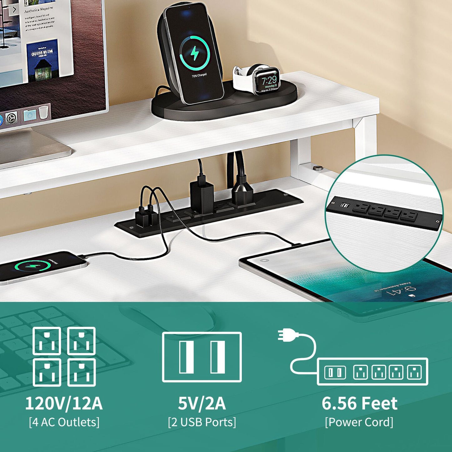 Mesa de computador para jogos em L com gavetas para arquivos para escritório em casa